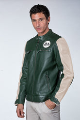 Men's 24H Le Mans Max green leather jacket